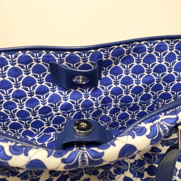 Vera Bradley Cobalt Tile Blue White Tote Bag - Picture 8 of 10